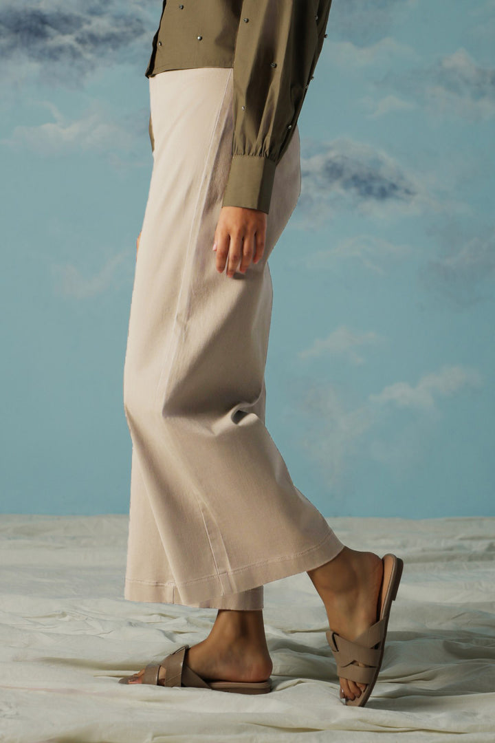 BEIGE WIDE LEG PANTS