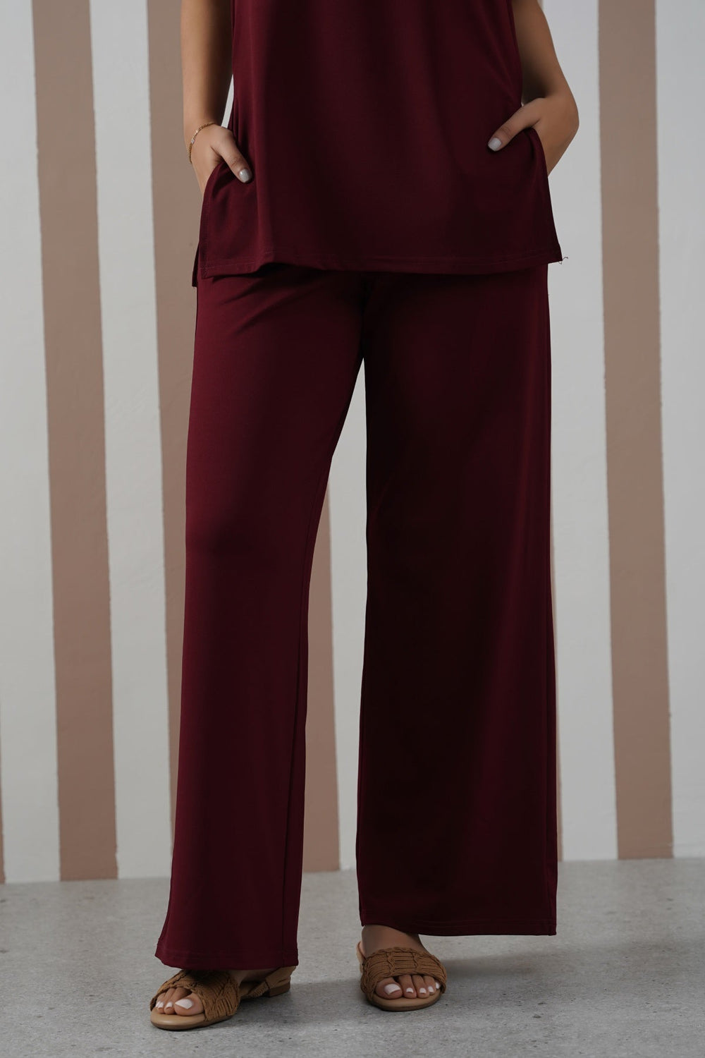 BURGUNDY OFF-DUTY STRAIGHT PANTS