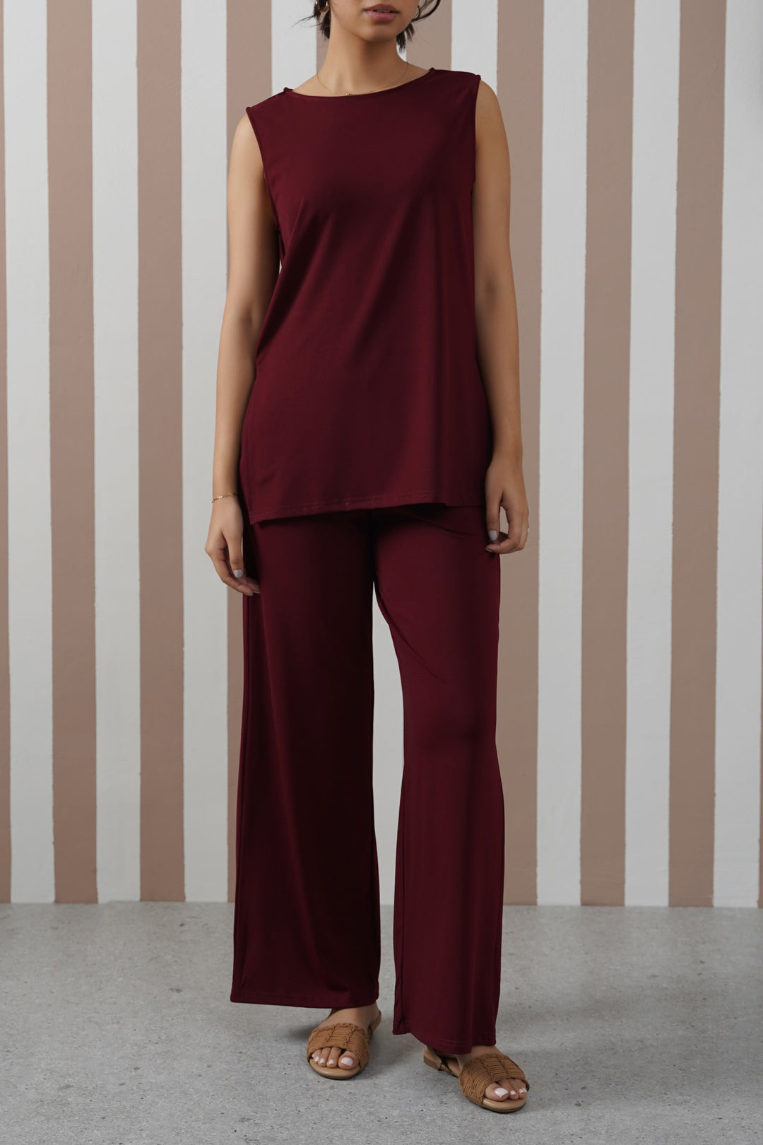 BURGUNDY OFF-DUTY STRAIGHT PANTS