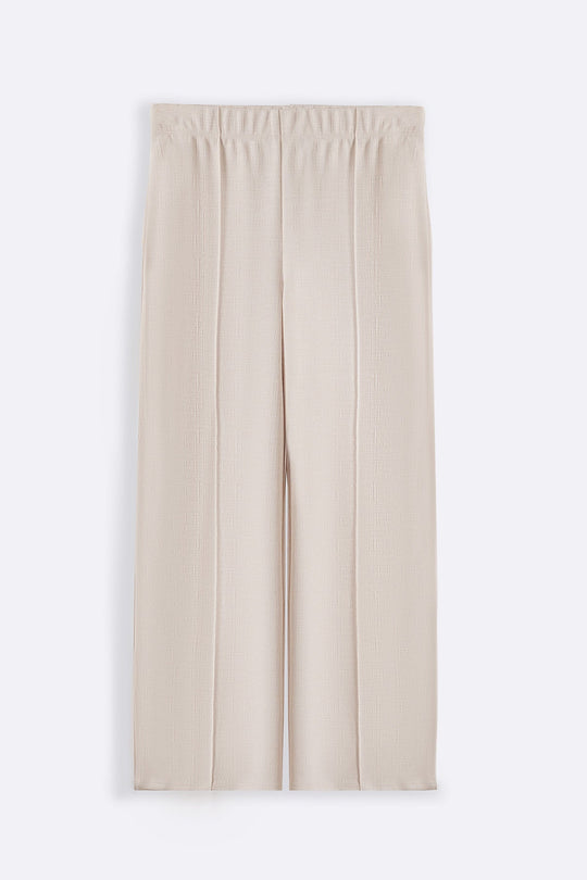 IVORY STRETCHY PANTS WITH PLEAT