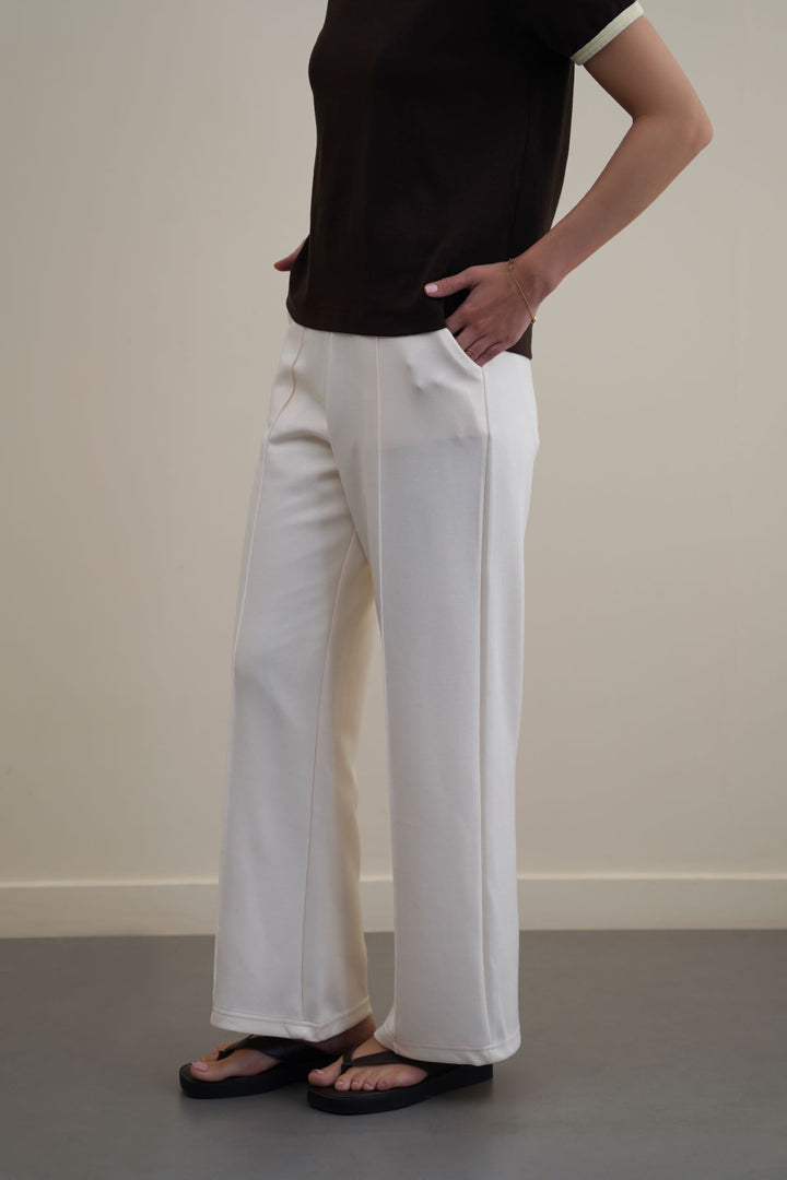 OAT WHITE STRAIGHT LOOSE TROUSERS