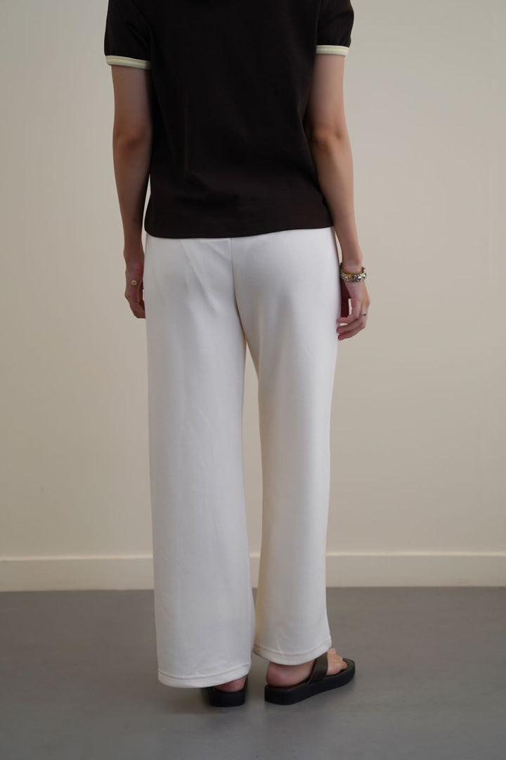 OAT WHITE STRAIGHT LOOSE TROUSERS
