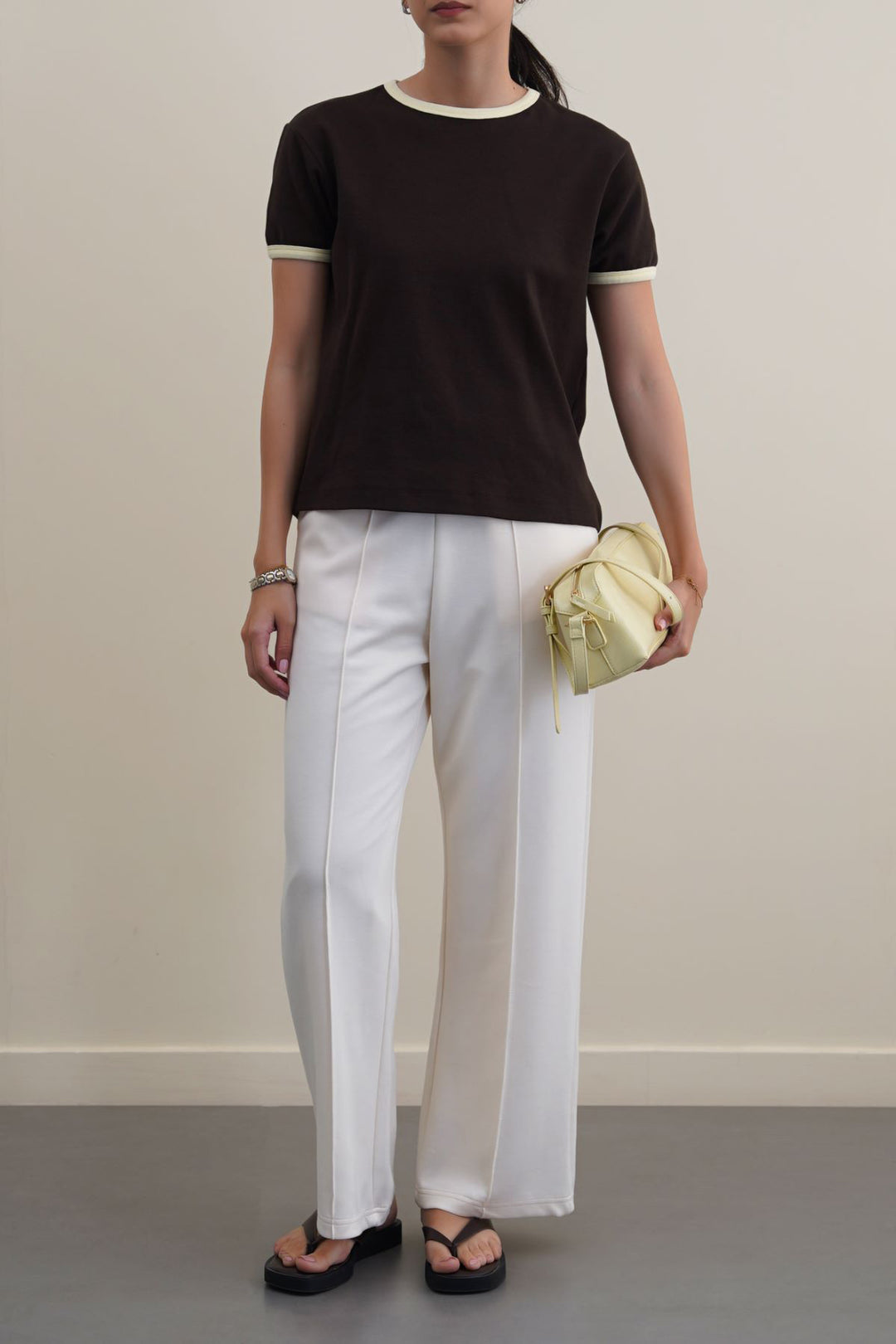 OAT WHITE STRAIGHT LOOSE TROUSERS