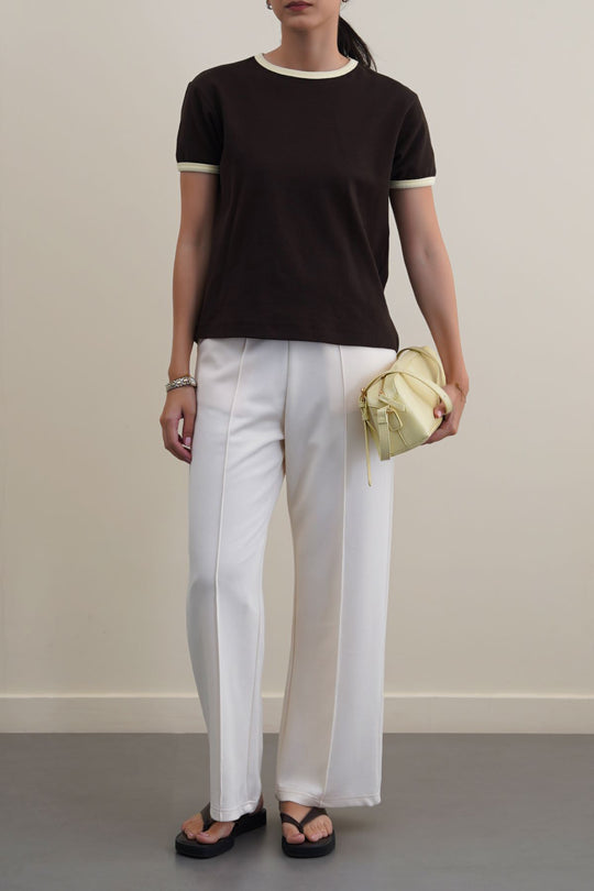 OAT WHITE STRAIGHT LOOSE TROUSERS