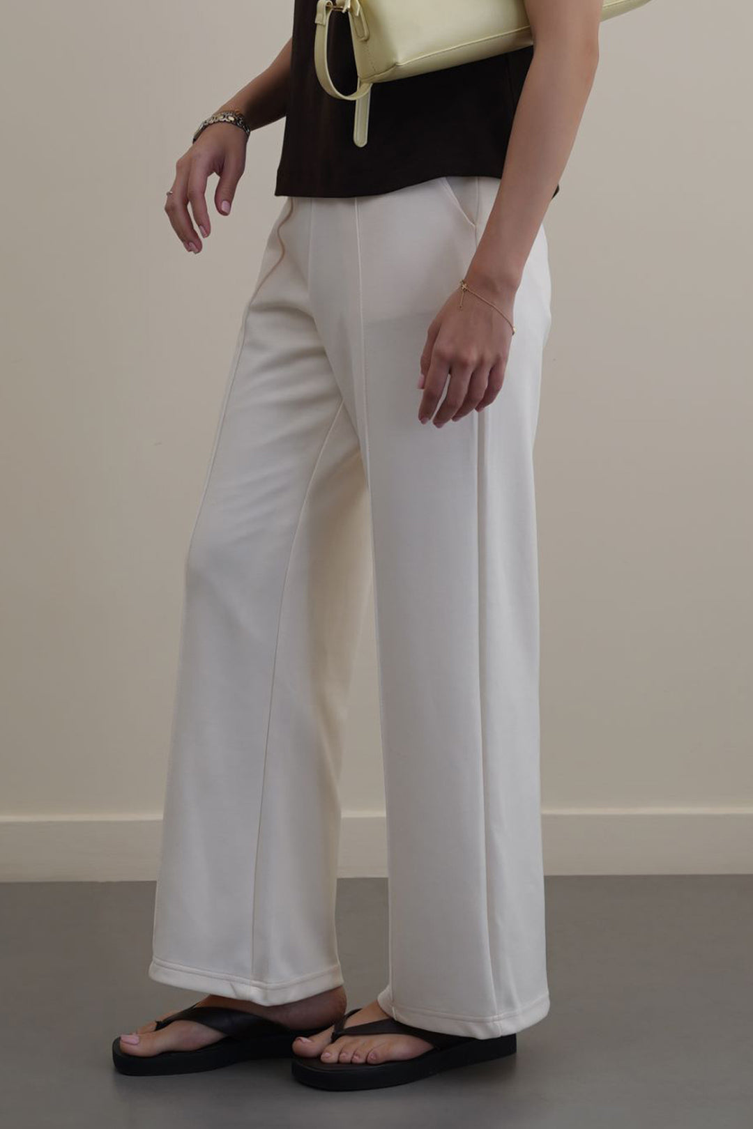 OAT WHITE STRAIGHT LOOSE TROUSERS