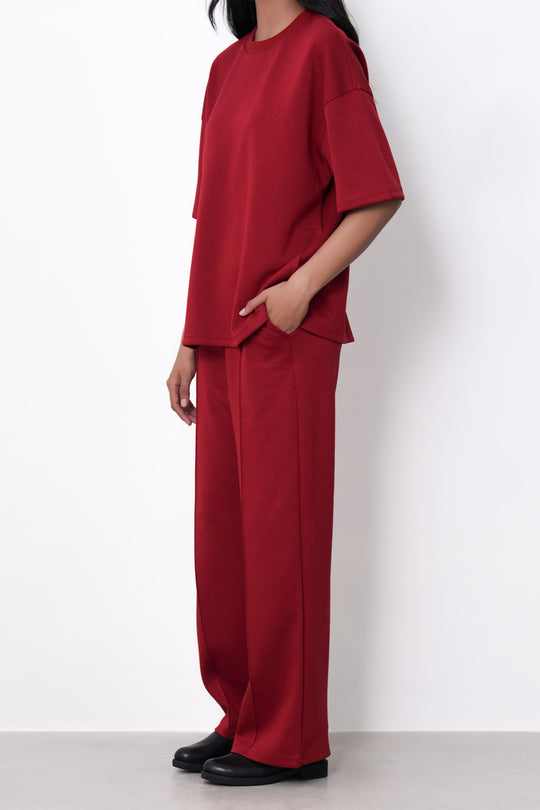 RED CHERRY-STRAIGHT PANTS