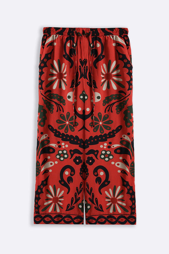 RED CRIMSON PRINTED PANTS