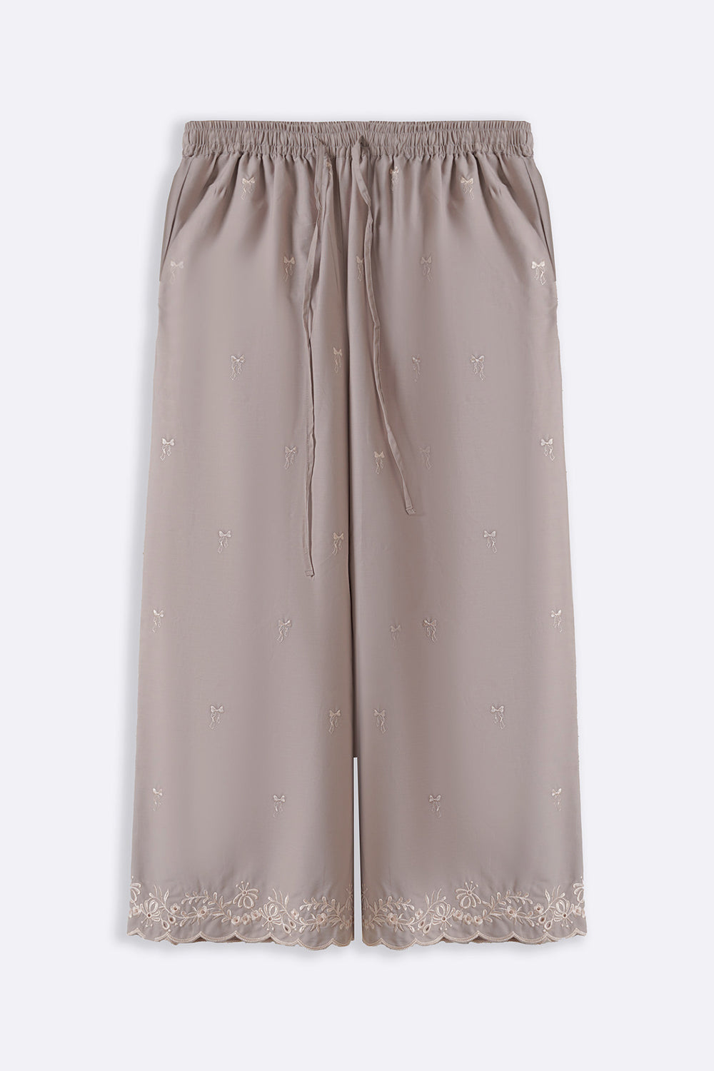 GREY PARADISE EMBROIDERED PANTS