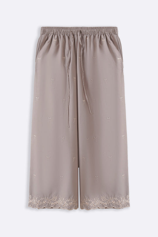 GREY PARADISE EMBROIDERED PANTS