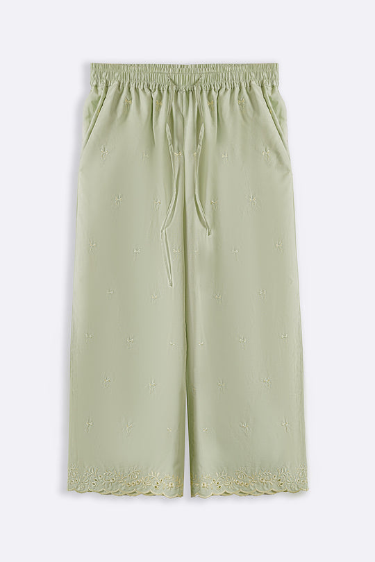 GREEN LEMON EMBROIDERED PANTS