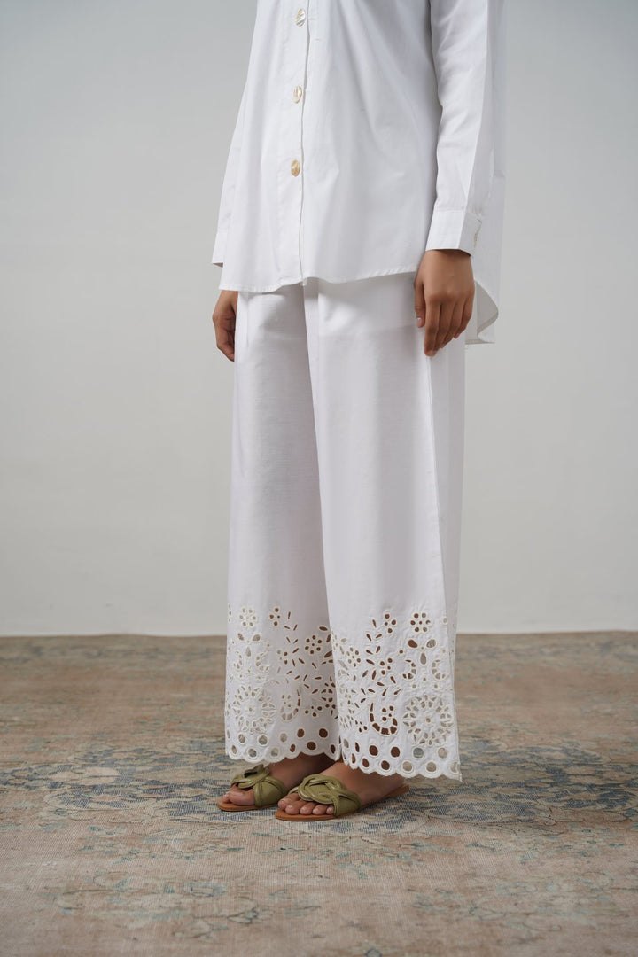 WHITE CREME CUTWORK PANTS