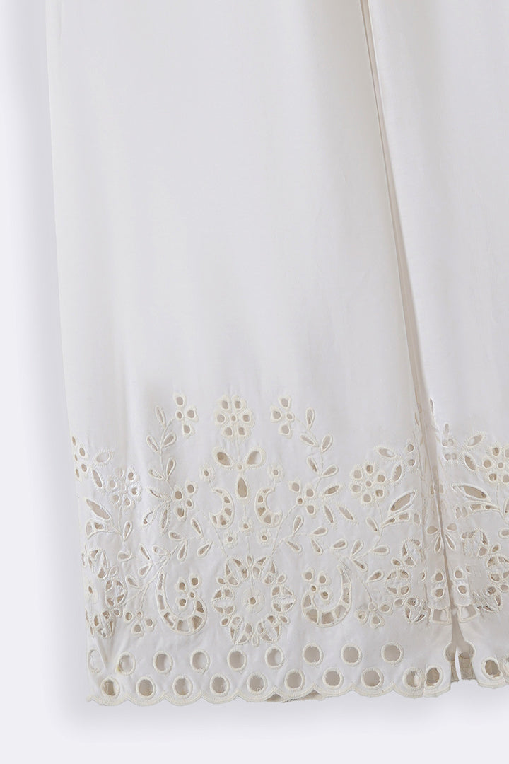 WHITE CREME CUTWORK PANTS