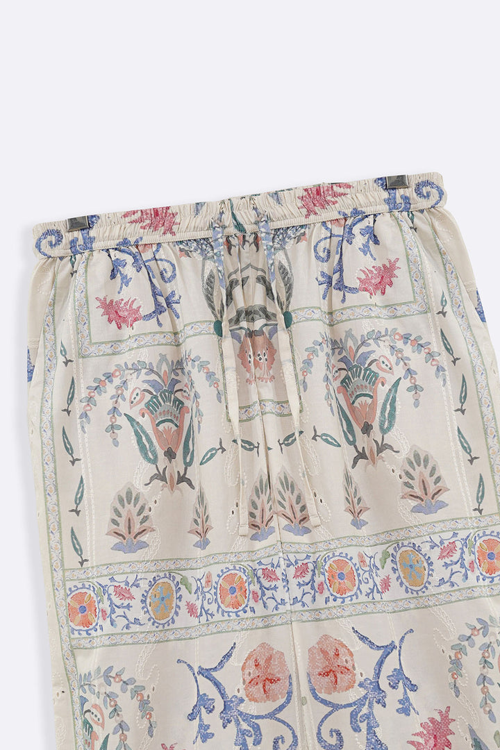 CREAM SUGARLOOP EMBROIDERED PANTS