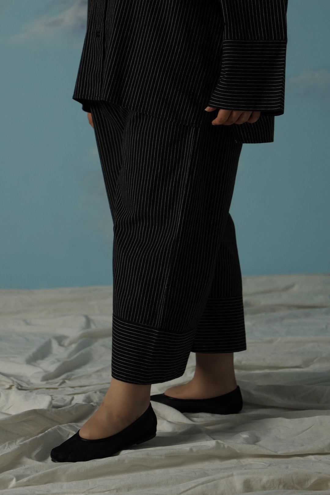 BLACK CURVE STRIPED CULOTTES