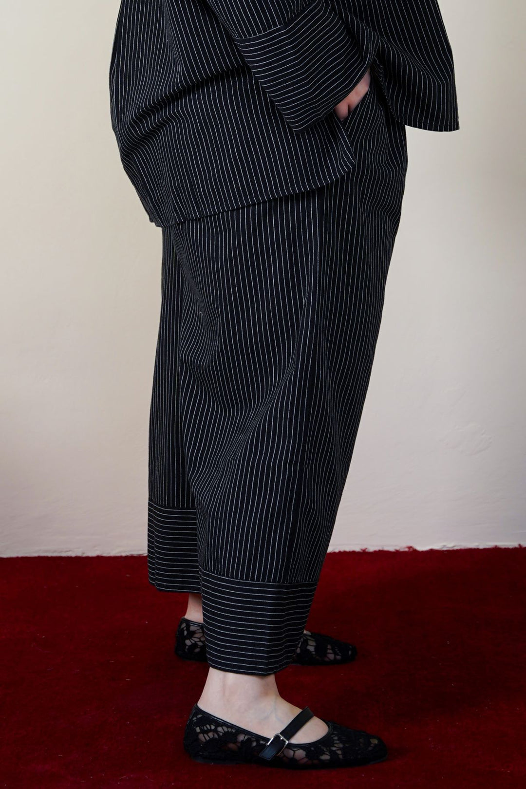 BLACK CURVE STRIPED CULOTTES