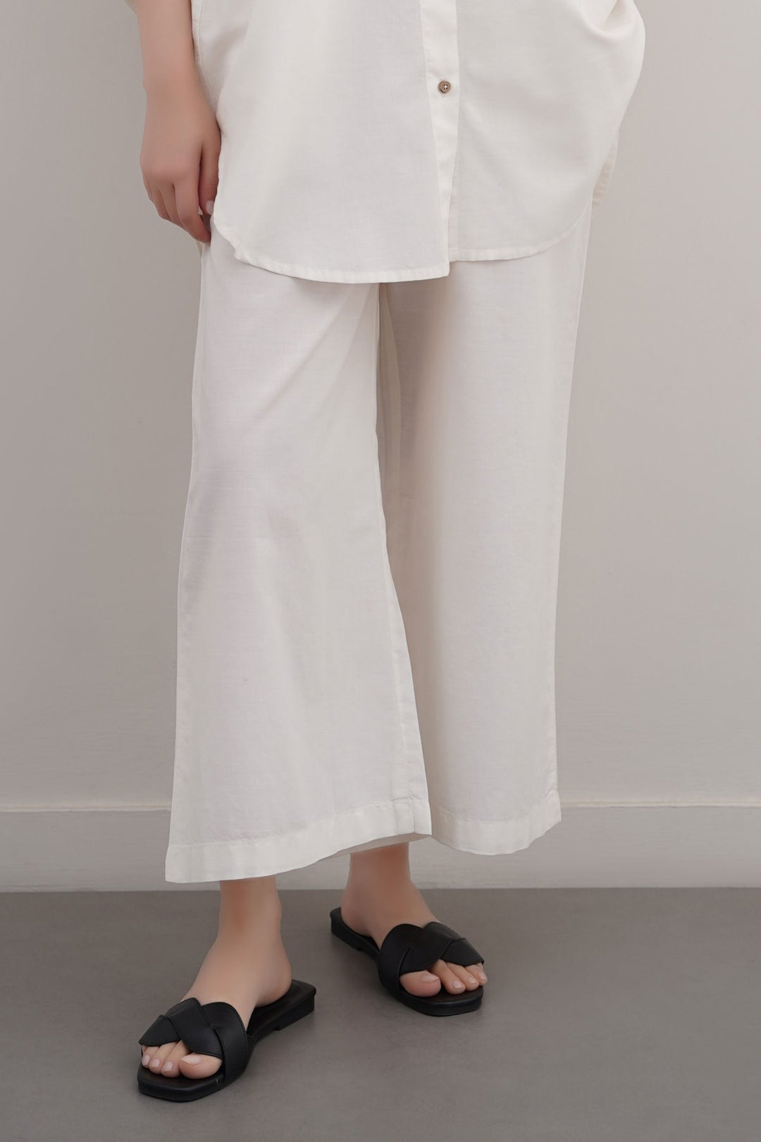 WHITE ESSENTIAL COTTON CULOTTES