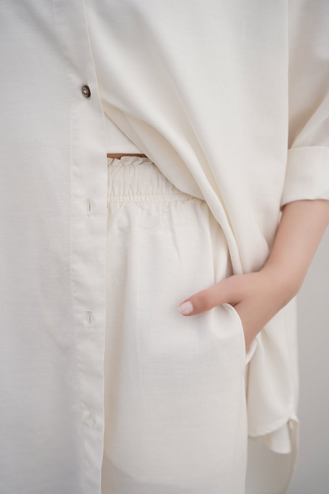 WHITE ESSENTIAL COTTON CULOTTES
