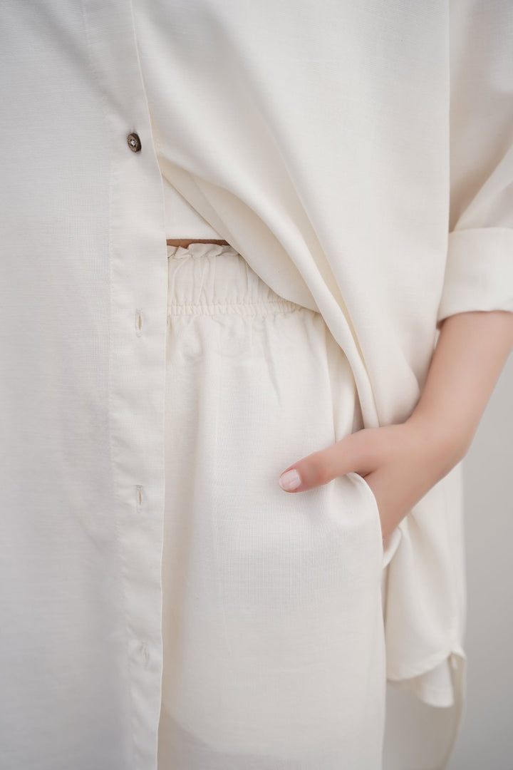 WHITE ESSENTIAL COTTON CULOTTES