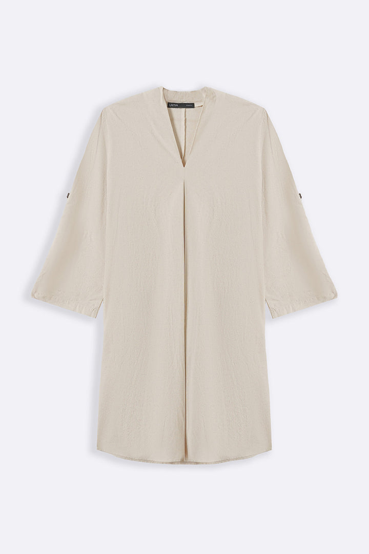 OFF WHITE LINEN MIDI TUNIC