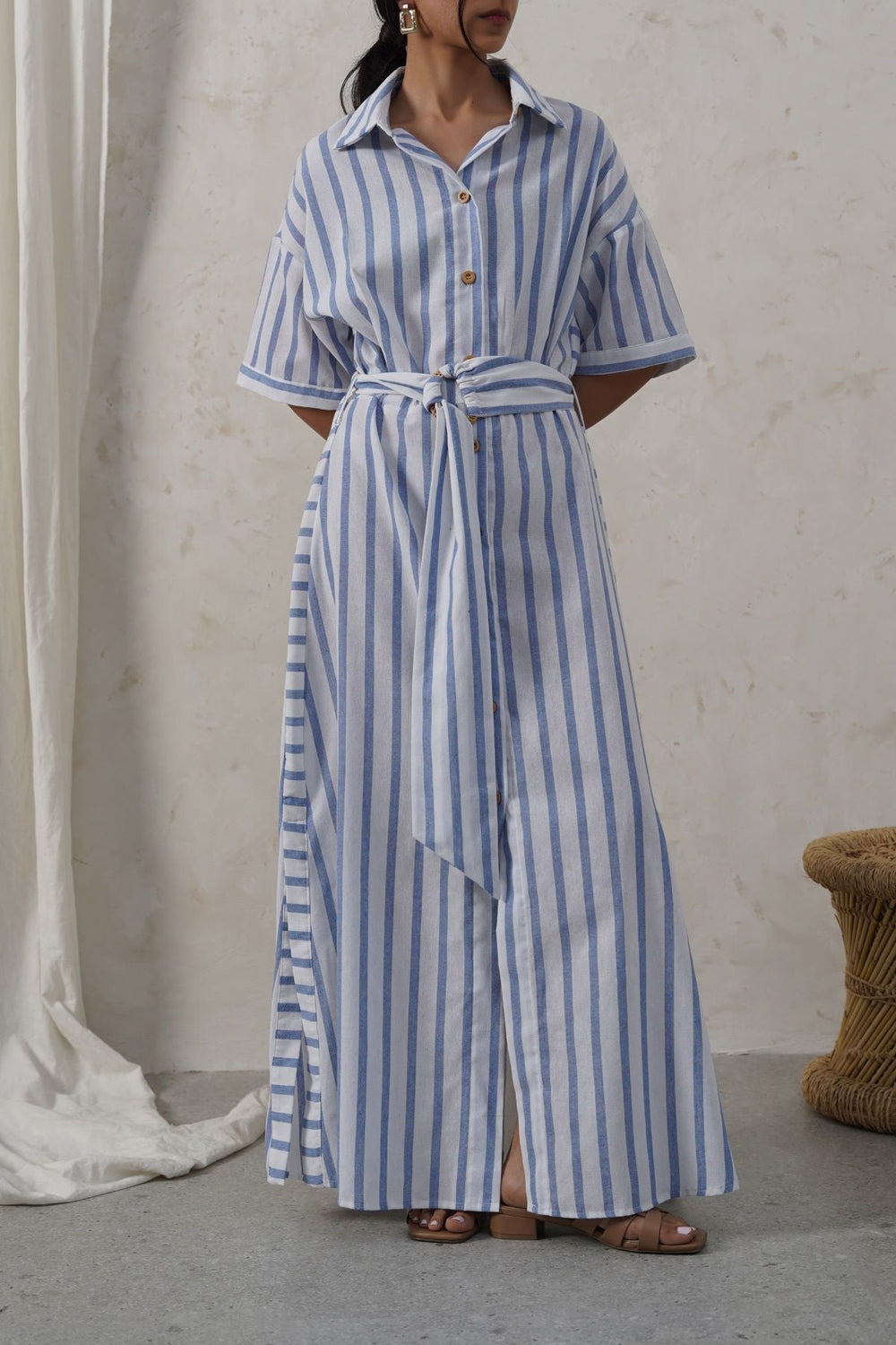 BLUE HOLIDAY LINEN DRESS