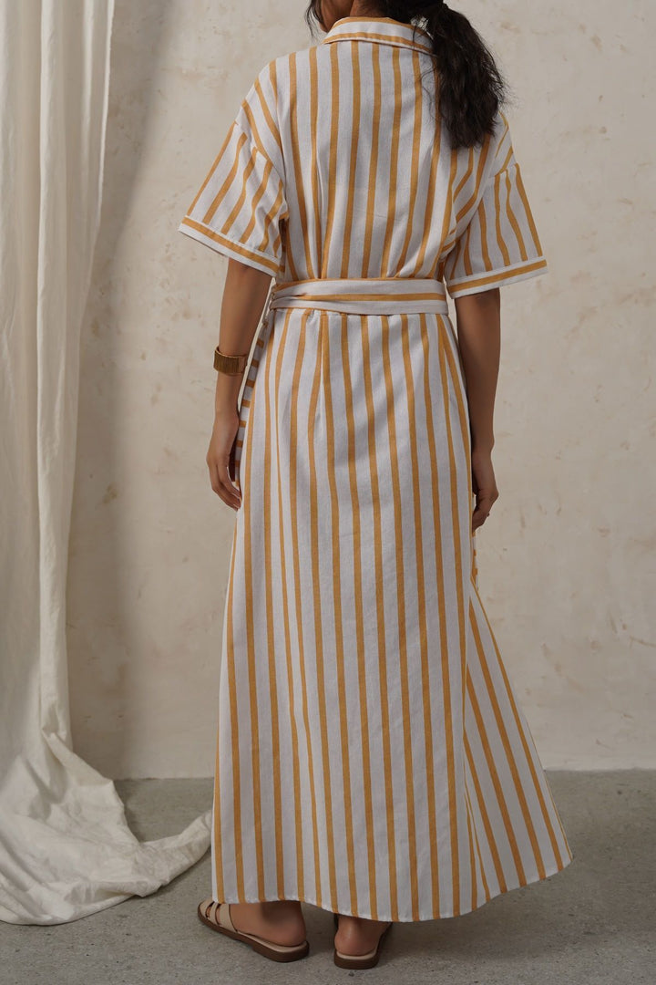 YELLOW HOLIDAY LINEN DRESS