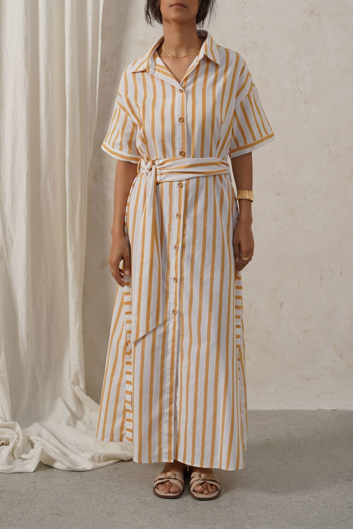 YELLOW HOLIDAY LINEN DRESS