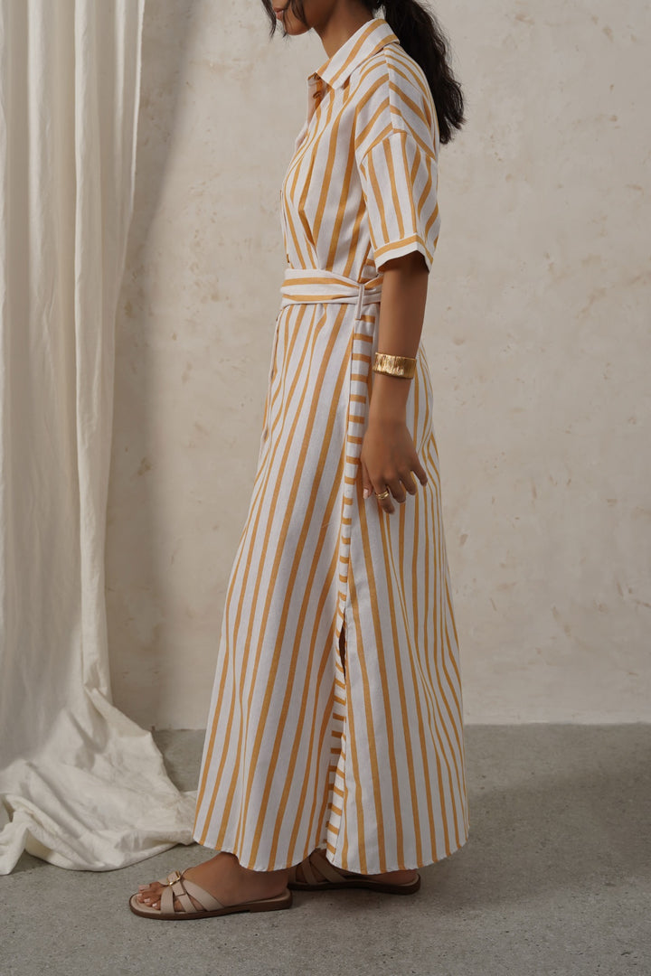YELLOW HOLIDAY LINEN DRESS