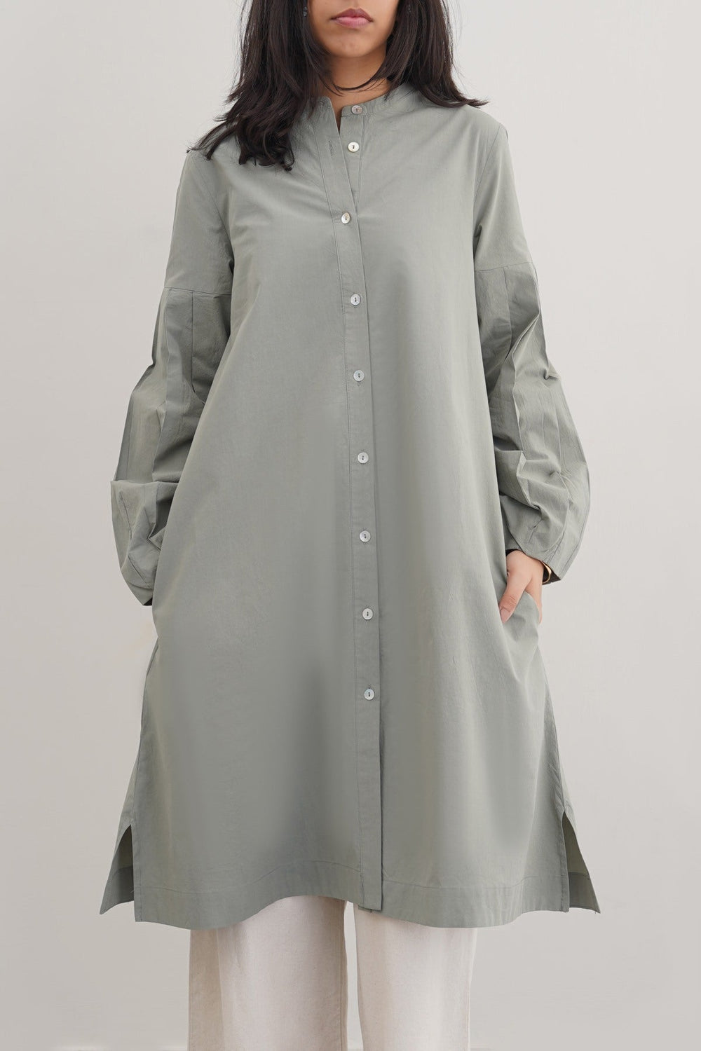 GREEN MINIMALIST TUNIC DRESS