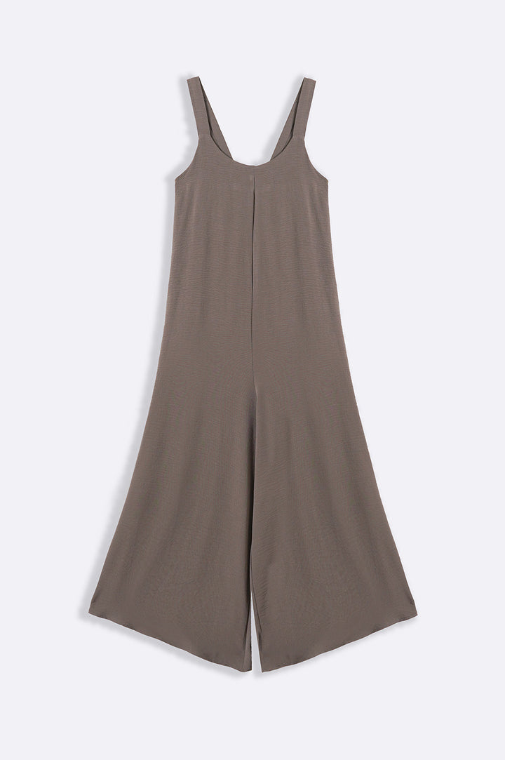 TAUPE SLINKY STRETCH JUMPSUIT