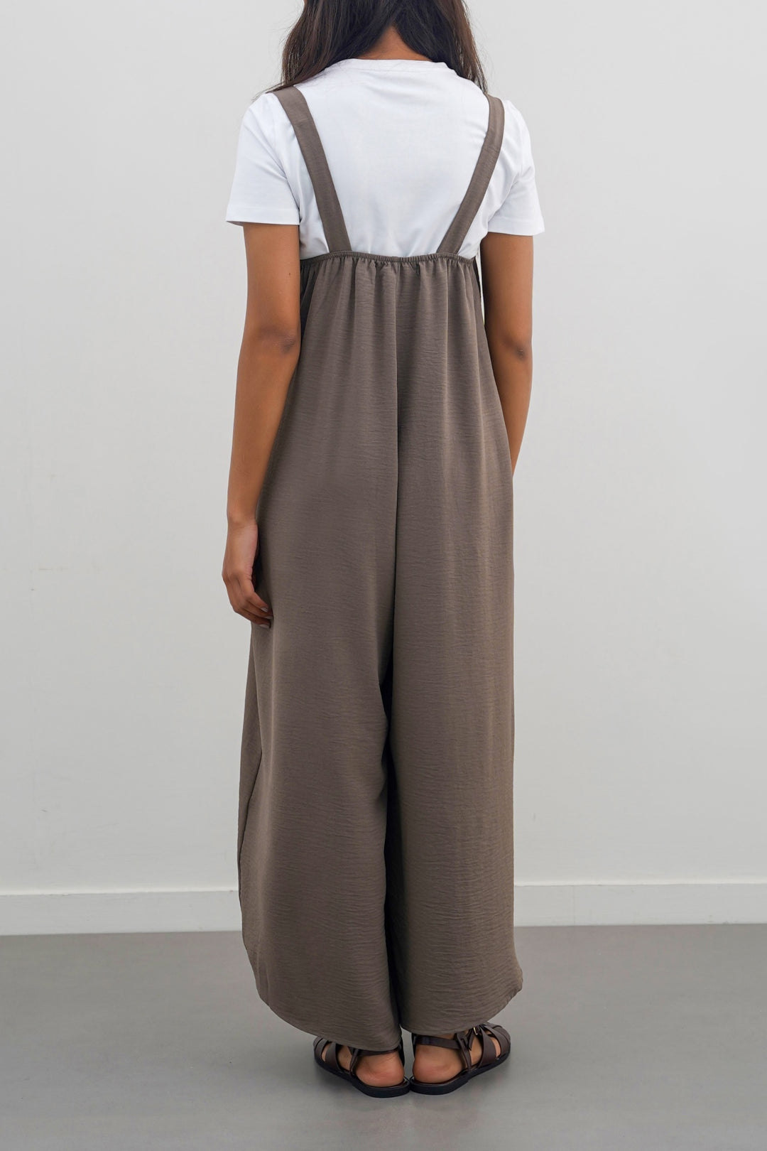 TAUPE SLINKY STRETCH JUMPSUIT