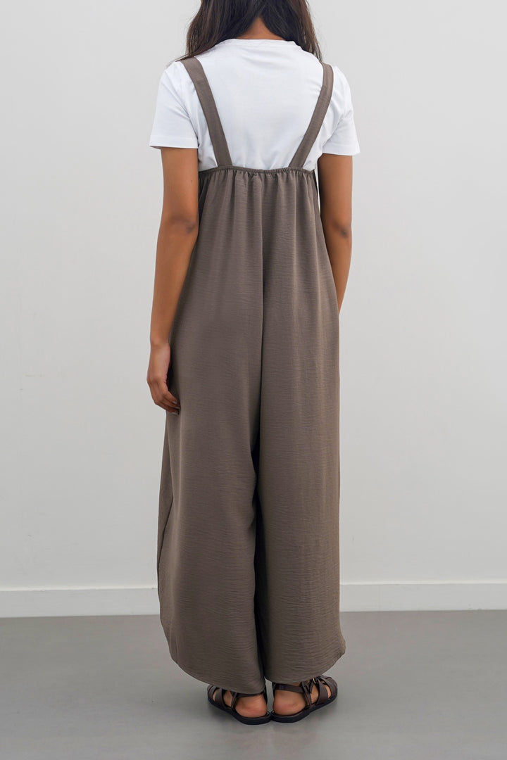 TAUPE SLINKY STRETCH JUMPSUIT