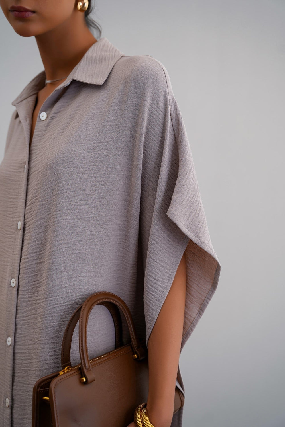 SLATE GREY BATWING KAFTAN-DRESS