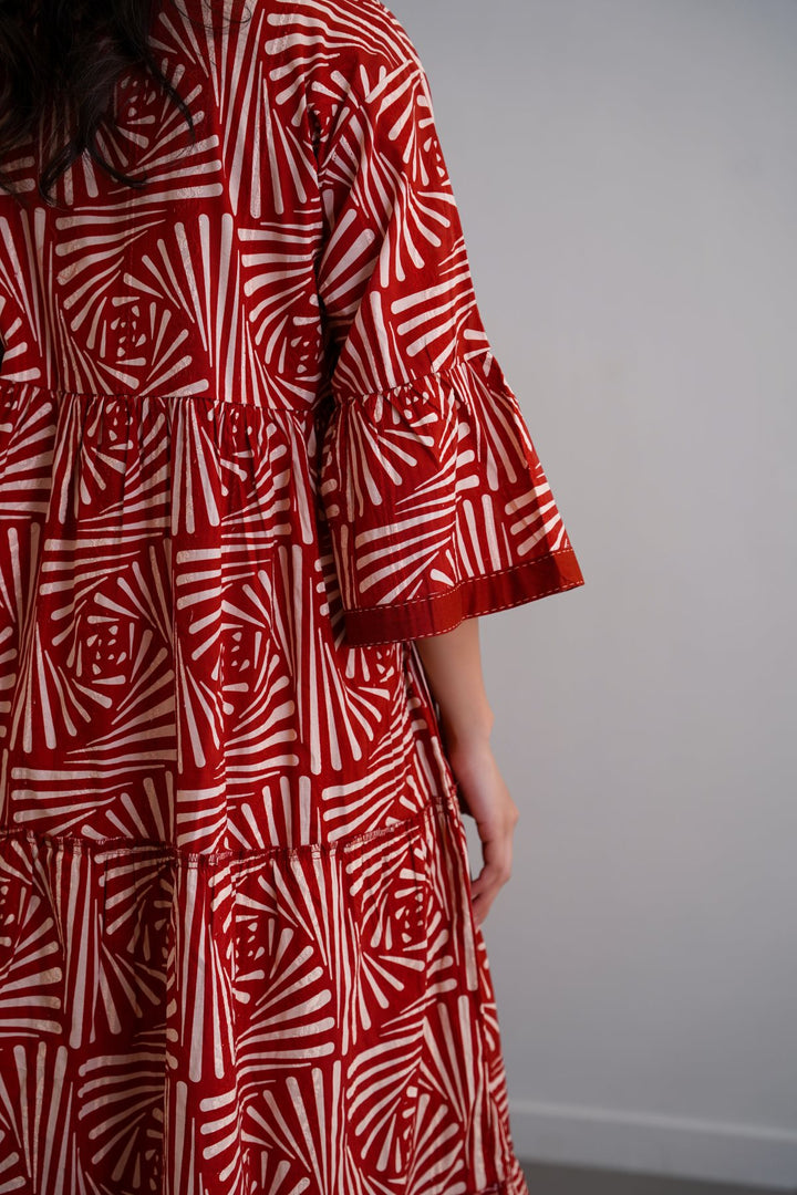RUST CINNAMON EMBROIDERED DRESS