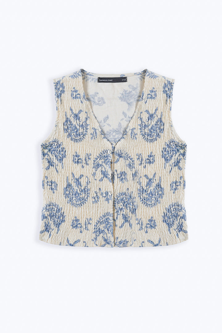 BLUE BLUE SMOCKED VEST