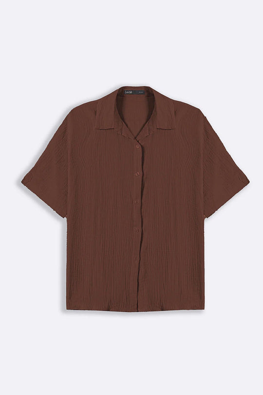 BROWN ORGANIC MUSLIN SHIRT