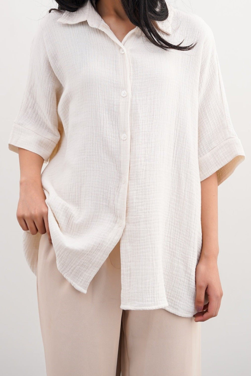 WHITE ORGANIC MUSLIN SHIRT