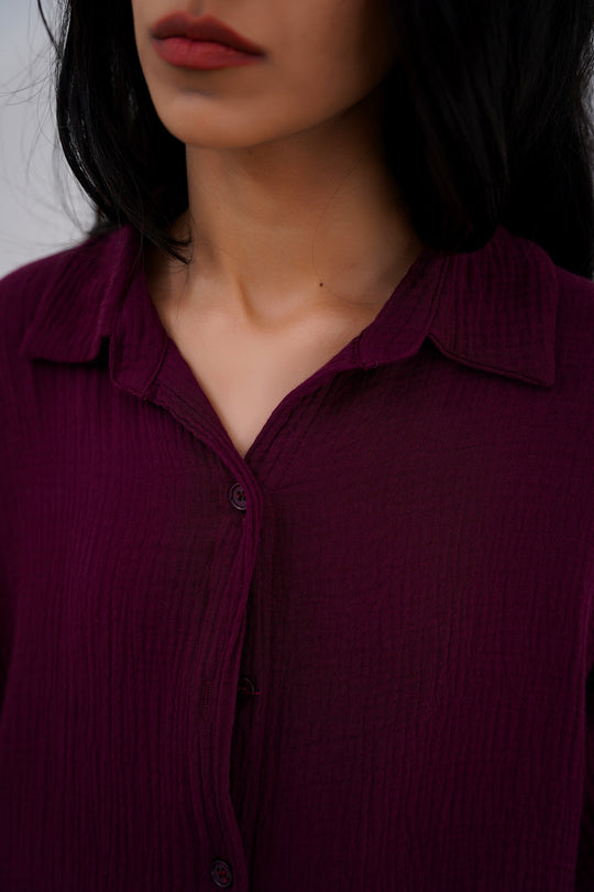 WINE ORGANIC MUSLIN SHIRT