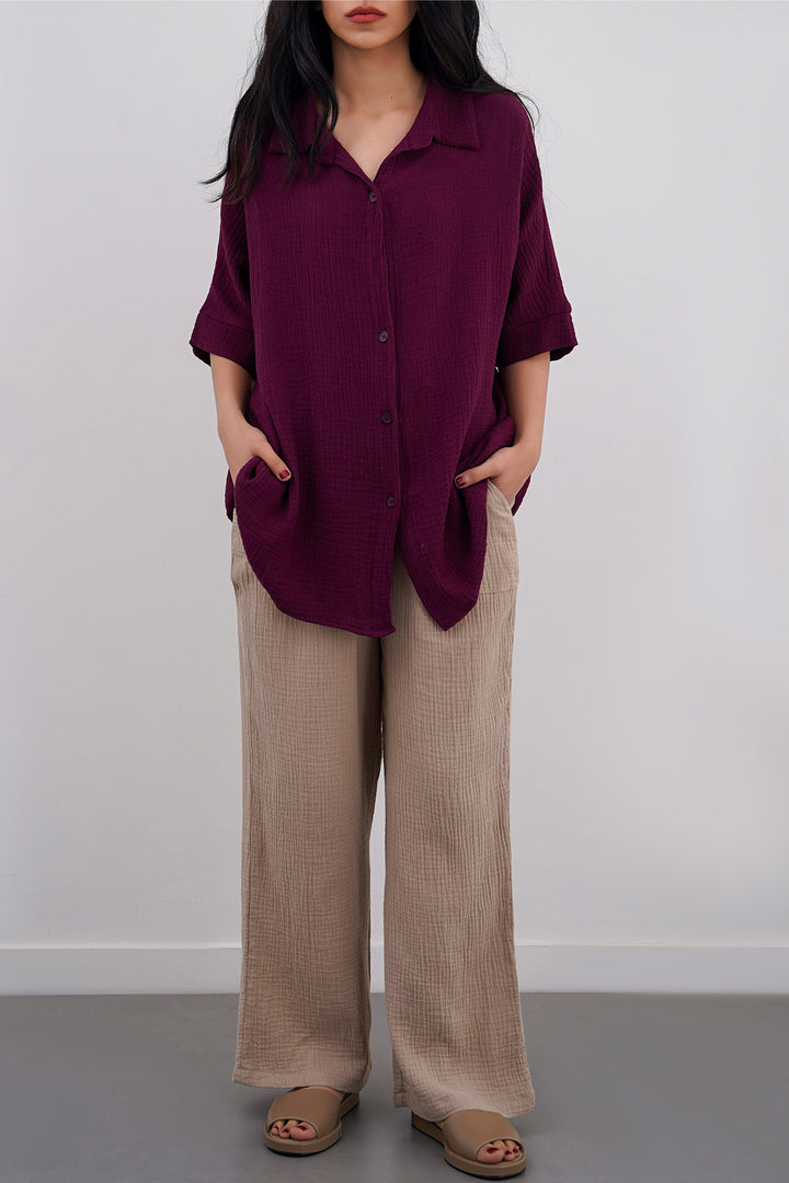 WINE ORGANIC MUSLIN SHIRT