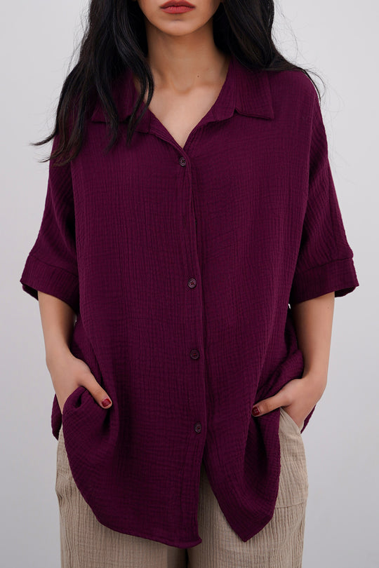 WINE ORGANIC MUSLIN SHIRT