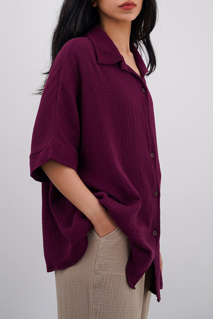 WINE ORGANIC MUSLIN SHIRT