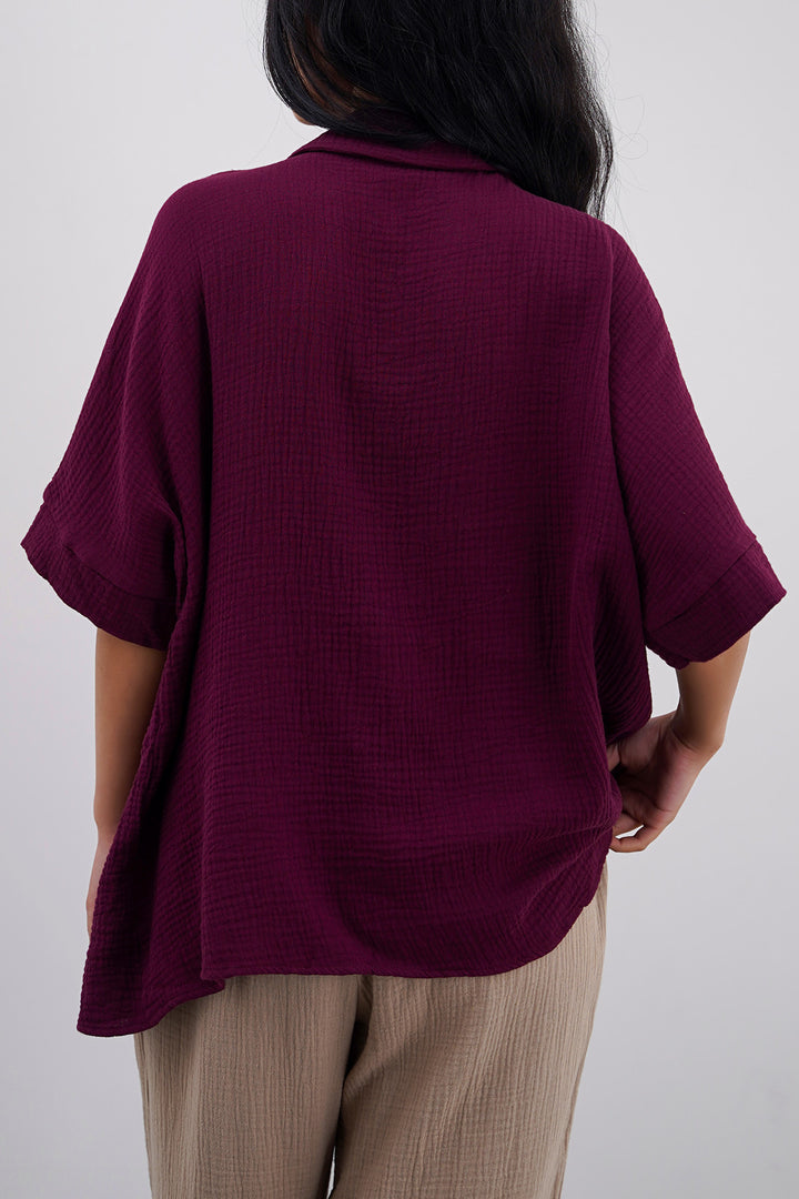 WINE ORGANIC MUSLIN SHIRT