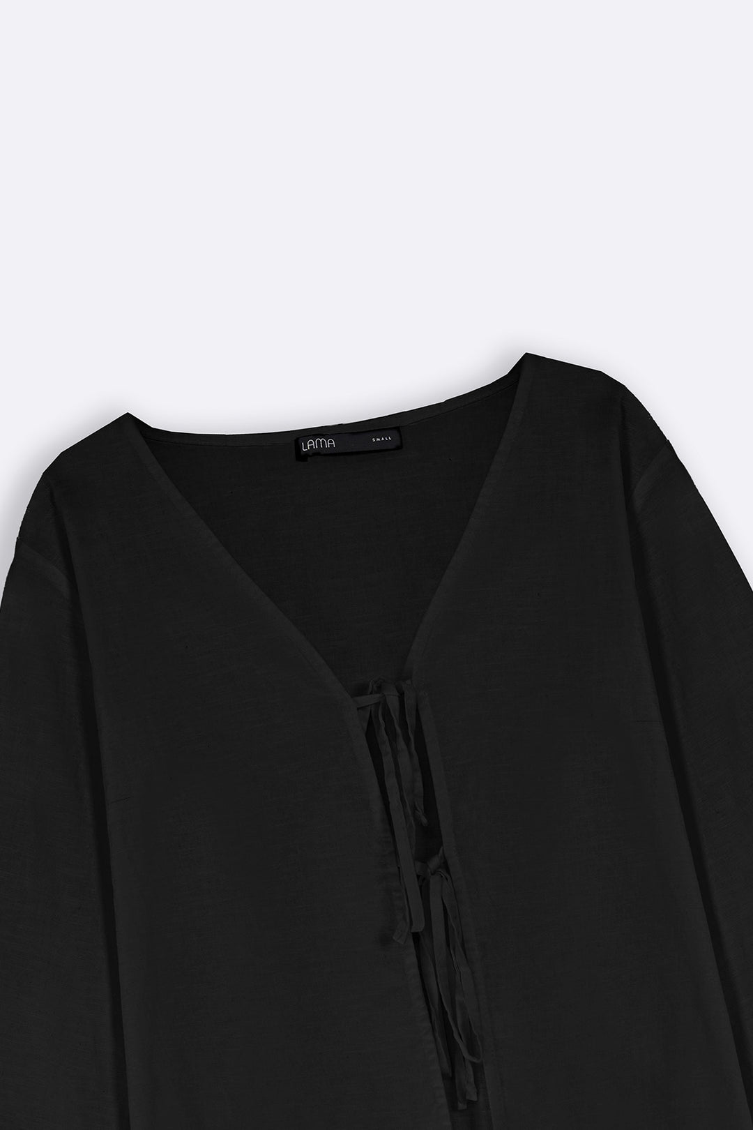 BLACK LINEN BOW BLOUSE