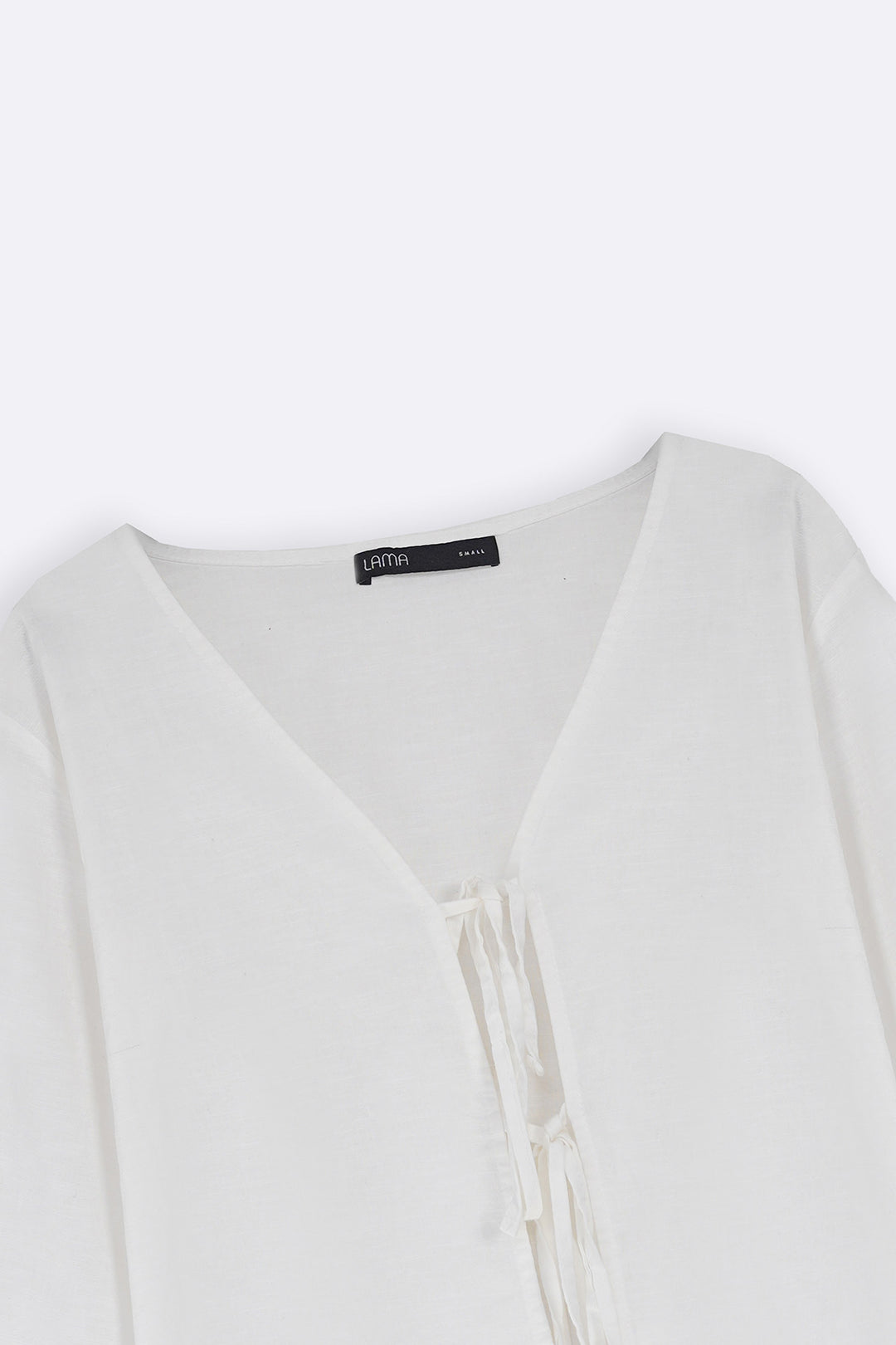 WHITE LINEN BOW BLOUSE