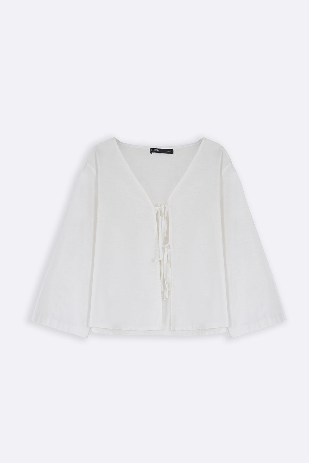 WHITE LINEN BOW BLOUSE