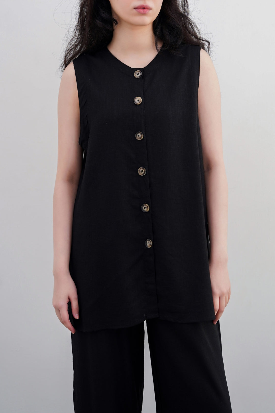 BLACK LINEN SAINT TROPEZ BLOUSE