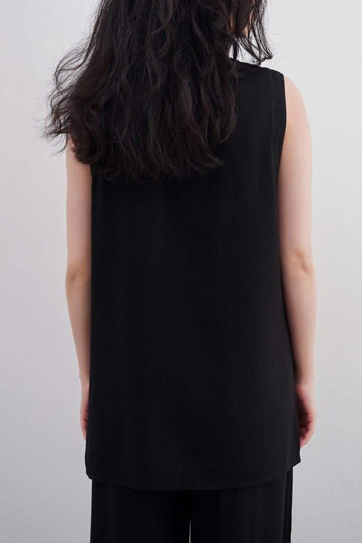 BLACK LINEN SAINT TROPEZ BLOUSE