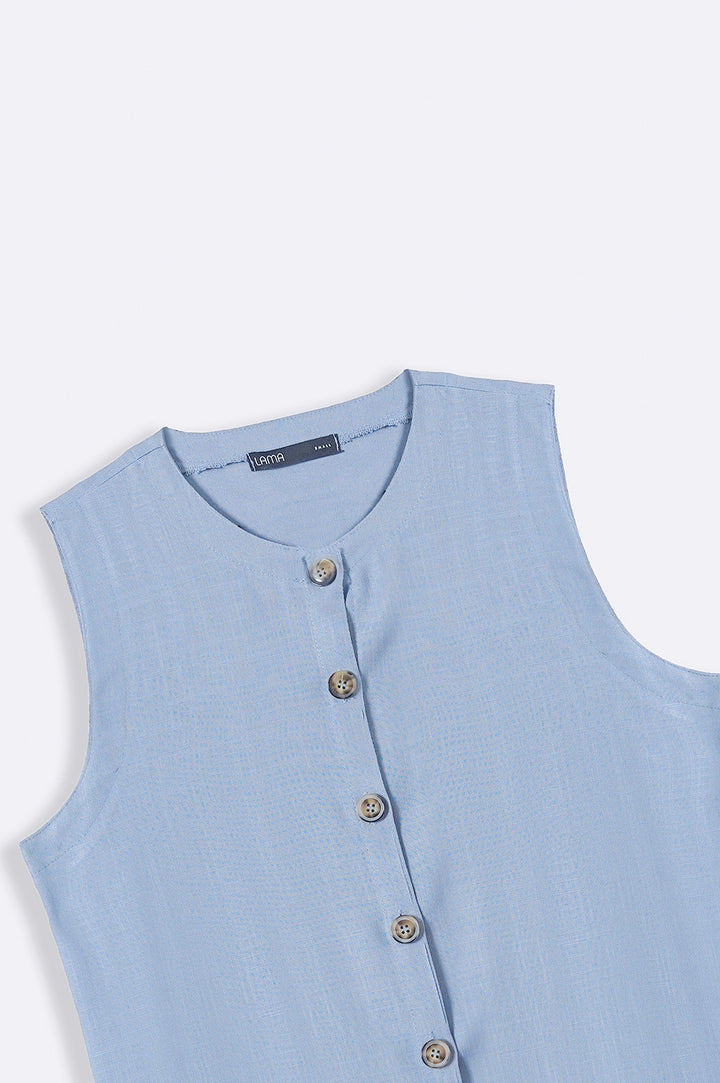 BLUE LINEN SAINT TROPEZ BLOUSE