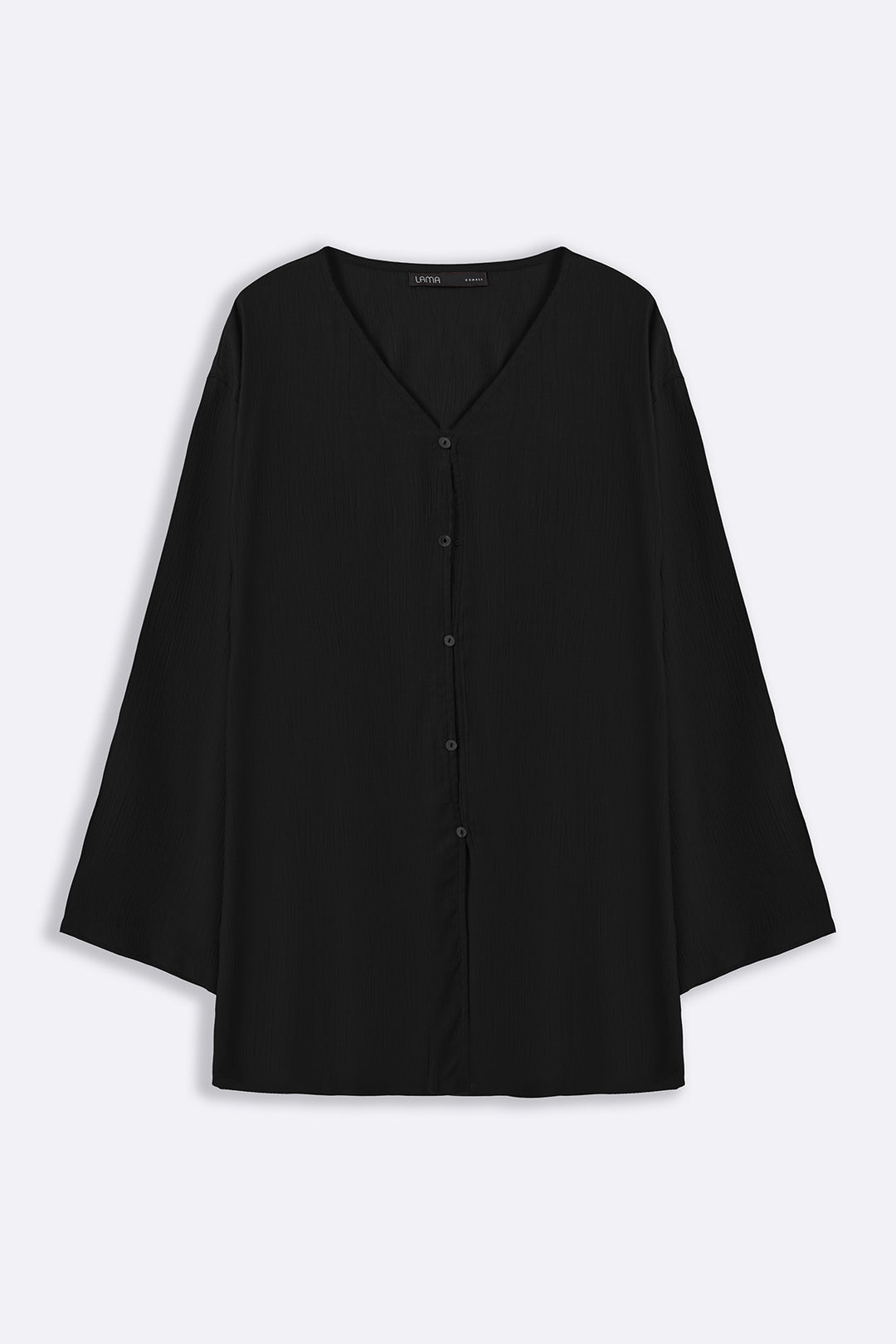 BLACK FLOWY TEXTURED BLOUSE