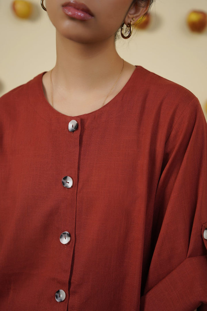 RUST LINEN BLOUSE
