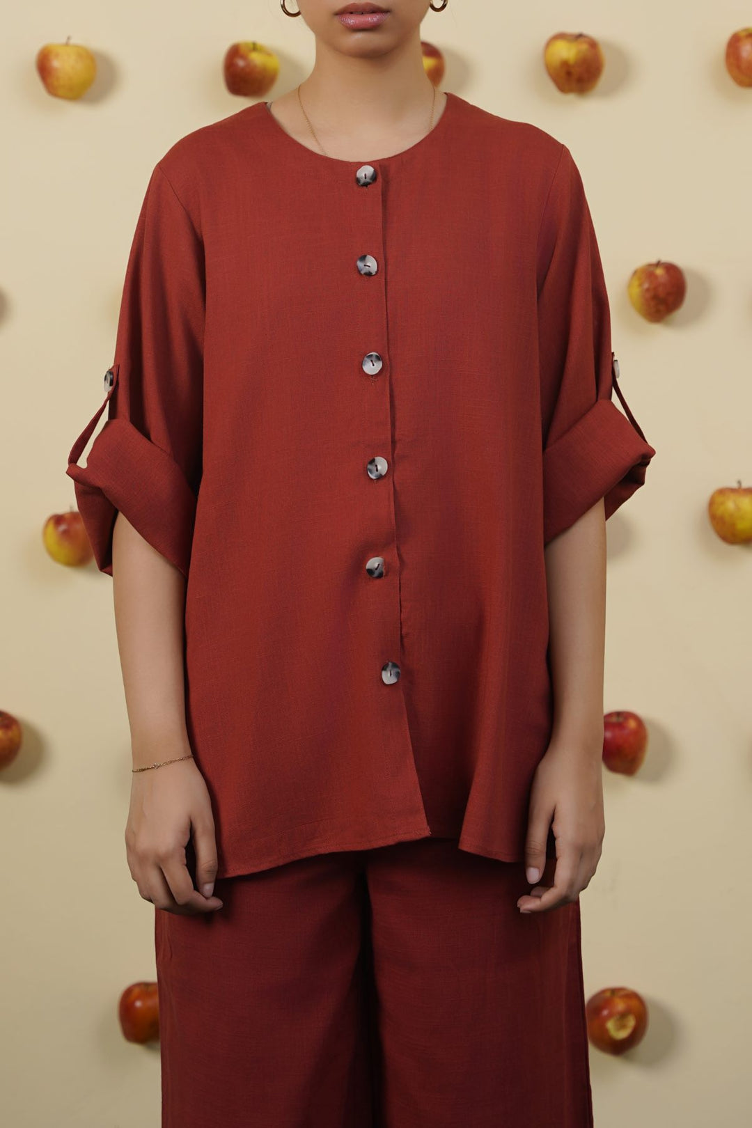 RUST LINEN BLOUSE